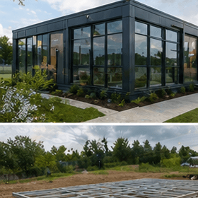 Completed offshore modular housing building — the kind of project an OMQ-qualified factory delivers